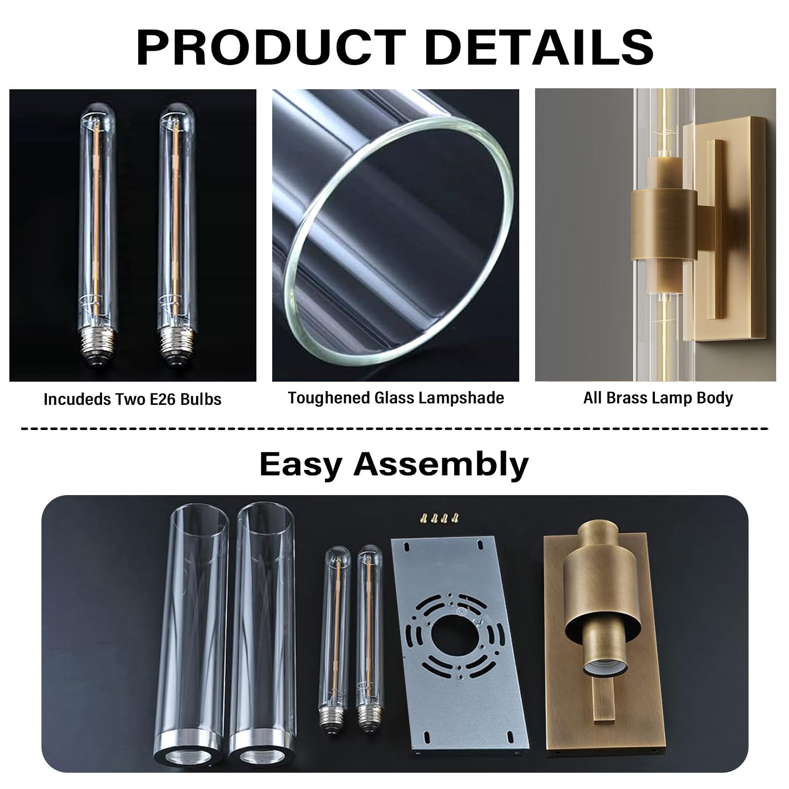 Wall Sconces Set of Two, Brass Wall Lights for Bathroom Vanity, 22.8" Gold Sconces 2 - Light, Indoor Brass Wall Sconces for Bathroom Mirror, Vanity, Bedroom, Living Room - Camilalamps - B0CJBZDVJD