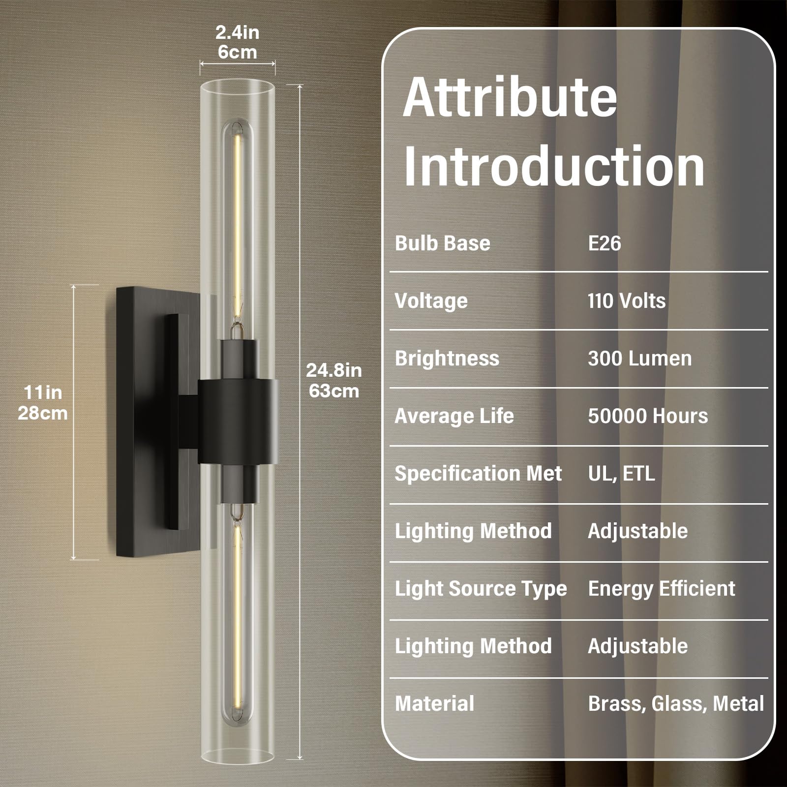 Wall Sconces Set of Two, Brass Wall Lights for Bathroom Vanity, 22.8" Gold Sconces 2 - Light, Indoor Brass Wall Sconces for Bathroom Mirror, Vanity, Bedroom, Living Room - Camilalamps - B0CJBZDVJD