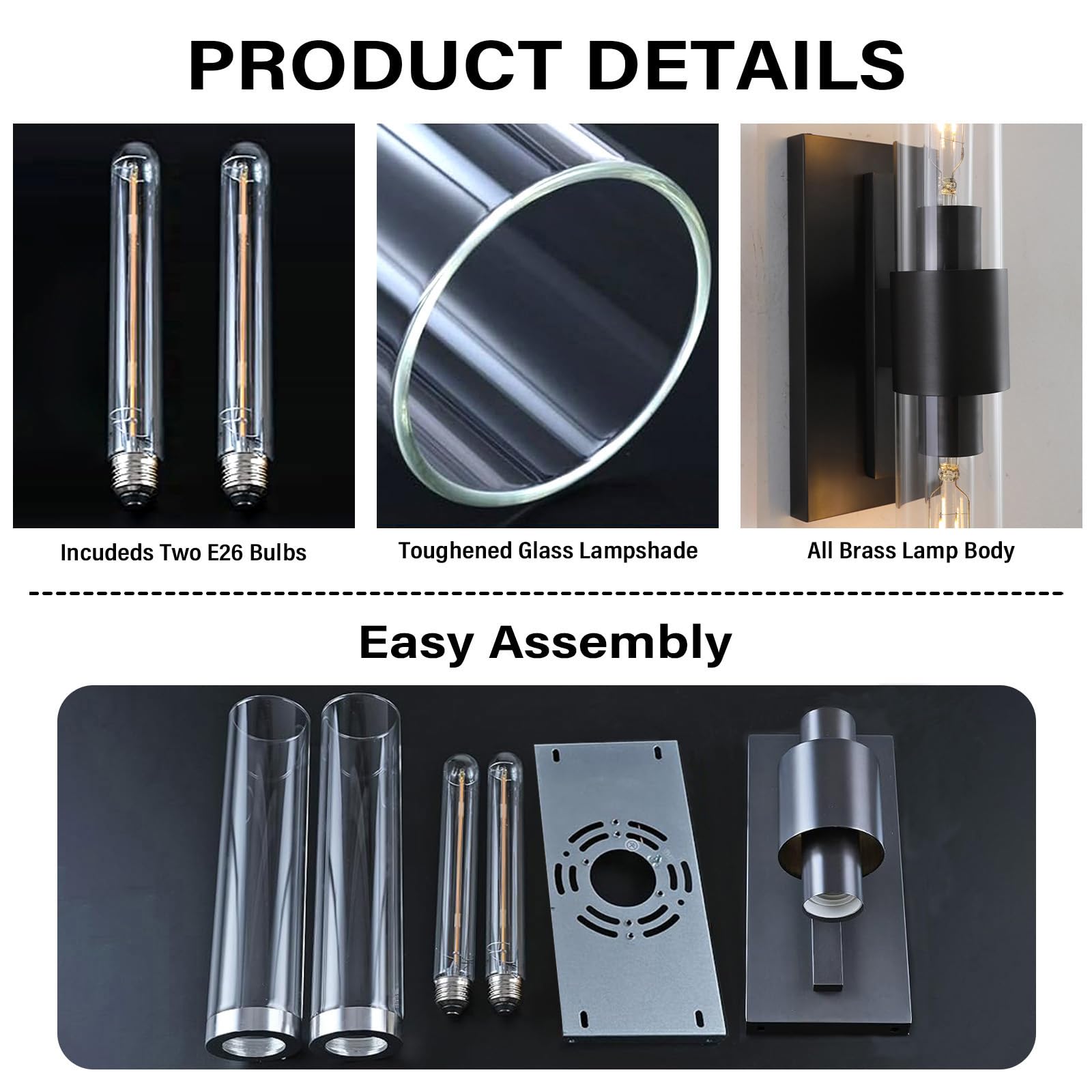 Wall Sconces Set of Two, Brass Wall Lights for Bathroom Vanity, 22.8" Gold Sconces 2 - Light, Indoor Brass Wall Sconces for Bathroom Mirror, Vanity, Bedroom, Living Room - Camilalamps - B0CJBZDVJD