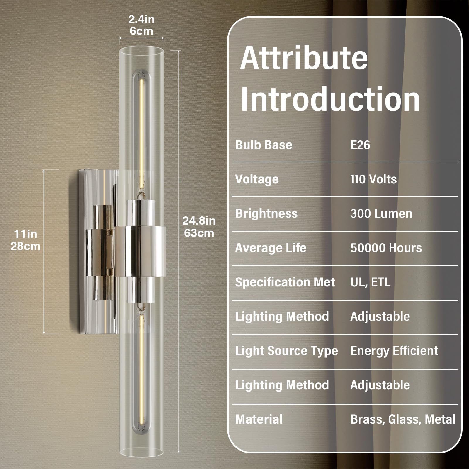 Wall Sconces Set of Two, Brass Wall Lights for Bathroom Vanity, 22.8" Gold Sconces 2 - Light, Indoor Brass Wall Sconces for Bathroom Mirror, Vanity, Bedroom, Living Room - Camilalamps - B0CJBZDVJD