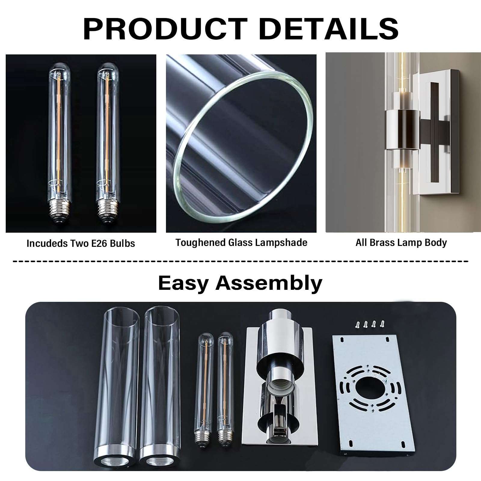 Wall Sconces Set of Two, Brass Wall Lights for Bathroom Vanity, 22.8" Gold Sconces 2 - Light, Indoor Brass Wall Sconces for Bathroom Mirror, Vanity, Bedroom, Living Room - Camilalamps - B0CJBZDVJD