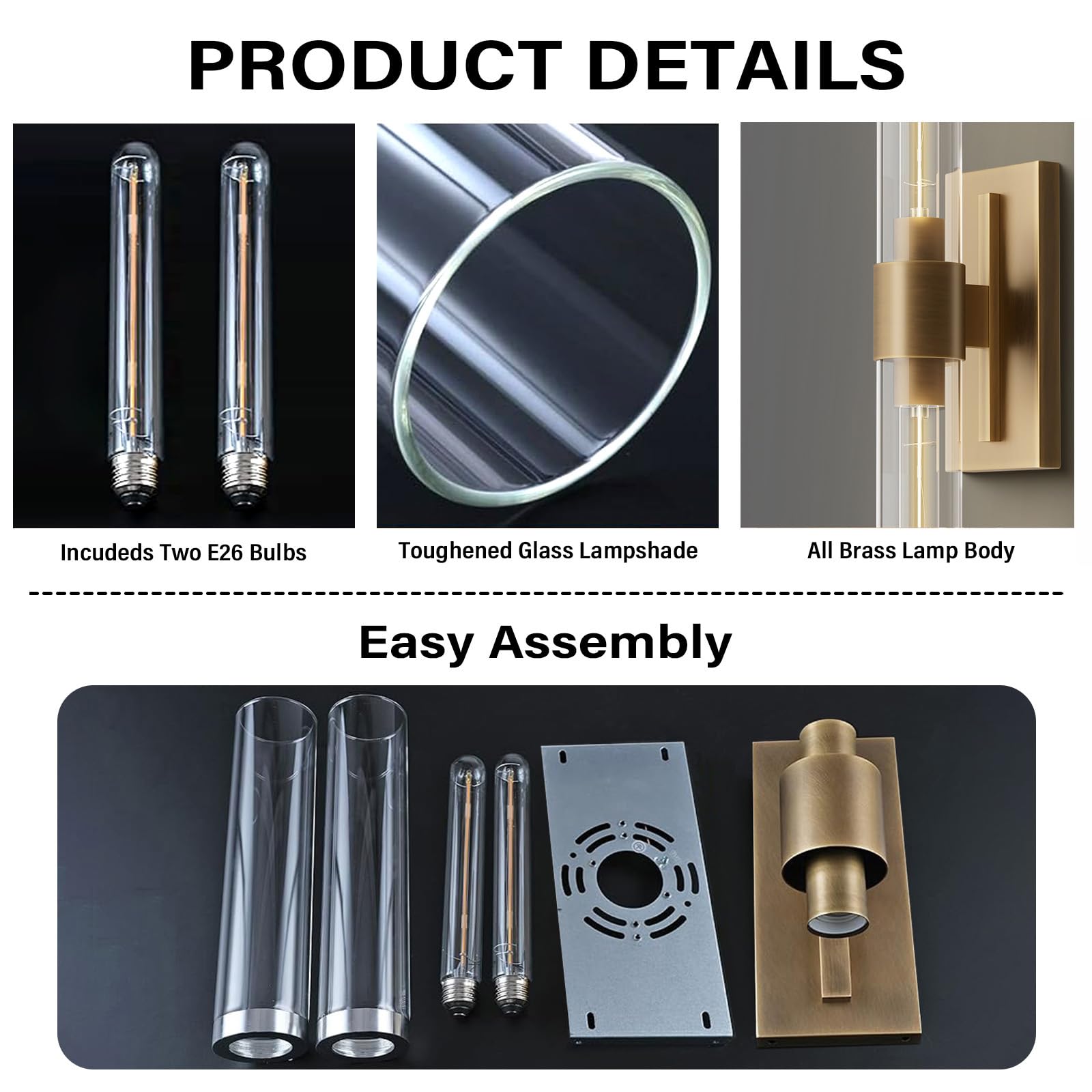 Wall Sconces Set of Two, Brass Wall Lights for Bathroom Vanity, 22.8" Gold Sconces 2 - Light, Indoor Brass Wall Sconces for Bathroom Mirror, Vanity, Bedroom, Living Room - Camilalamps - B0CJBZDVJD