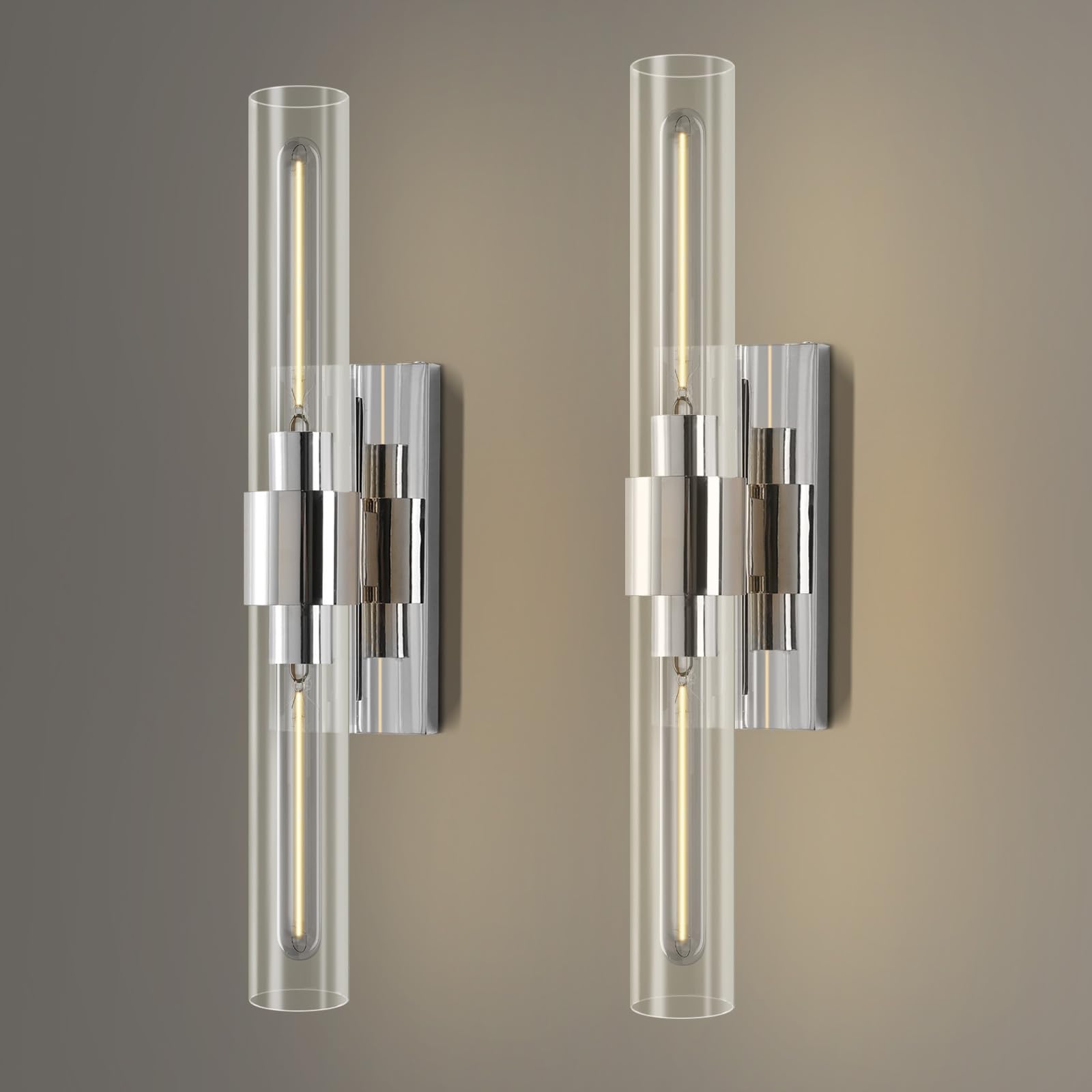 Wall Sconces Set of Two, Brass Wall Lights for Bathroom Vanity, 22.8" Gold Sconces 2 - Light, Indoor Brass Wall Sconces for Bathroom Mirror, Vanity, Bedroom, Living Room - Camilalamps - B0CJC1YR21