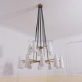 White Glass Modern 2 - Tier Round Chandelier 44