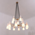 White Glass Modern 2 - Tier Round Chandelier 44
