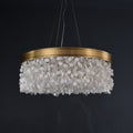White Leaves Brass Framework Round Chandelier - Camilalamps - CA - C - 03
