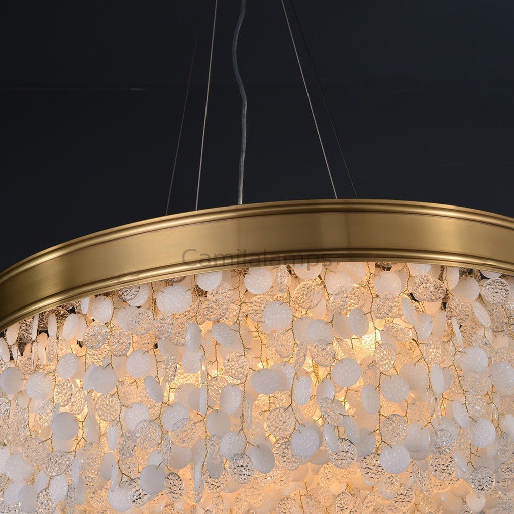White Leaves Brass Framework Round Chandelier - Camilalamps - CA - C - 03