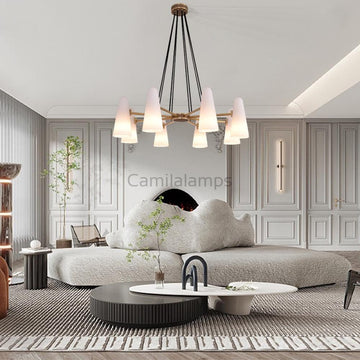 White Porcelain Round Chandelier 8 - Lights - Camilalamps - Ca-1C-117