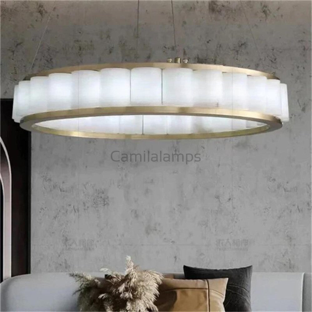 Yubiwa Alabaster Chandelier Light - Camilalamps - Yubiw - 879 - 23.6" - 1