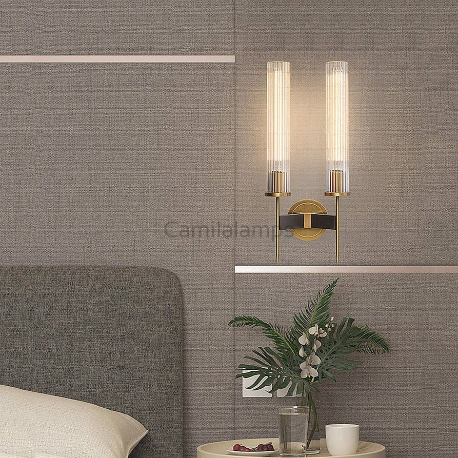 Zane Cylinder Modernist Brass Sconce Lights Double - Camilalamps - CAM1189 - 02
