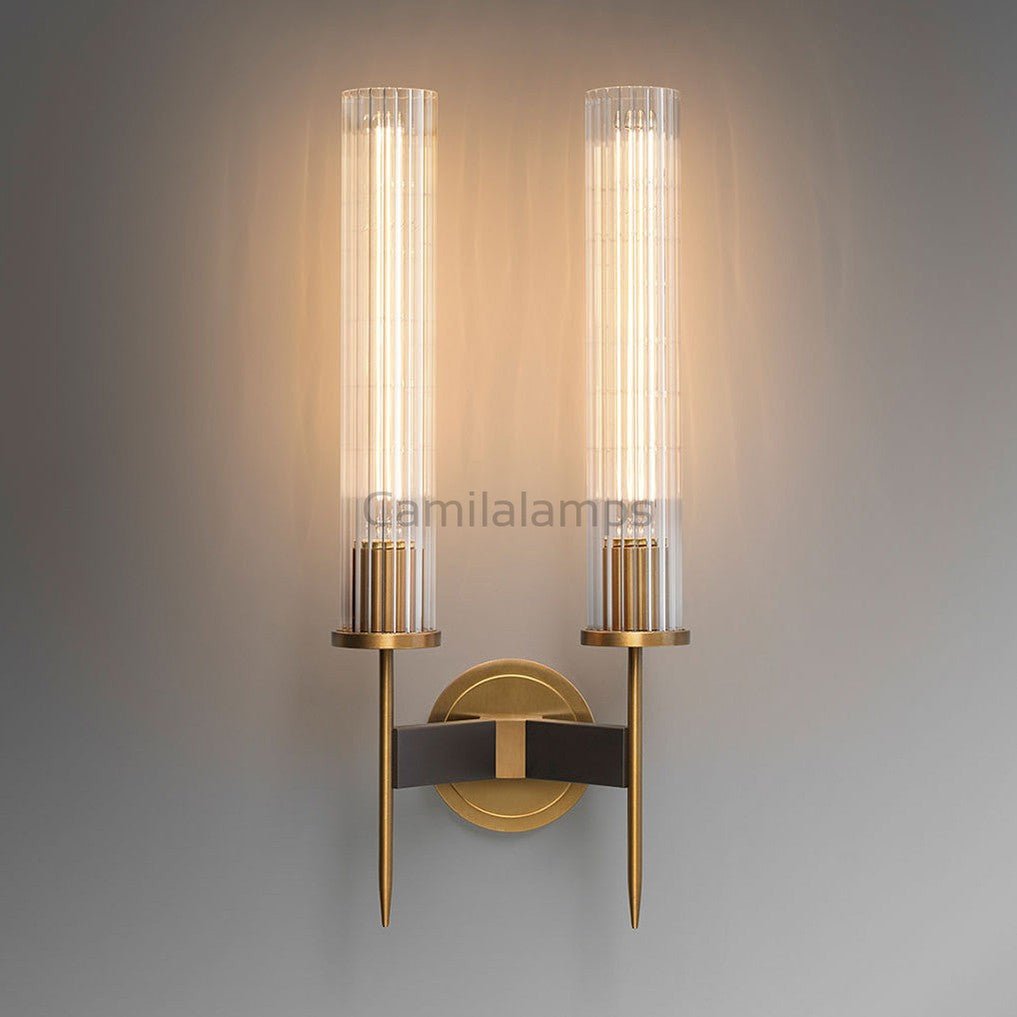 Zane Cylinder Modernist Brass Sconce Lights Double - Camilalamps - CAM1189 - 02